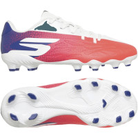 Skechers Razor 2 Low Gras / Kunstgras Voetbalschoenen (MG) Kids Wit Felrood Blauw Roze