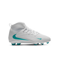Nike Phantom 6 High Club Grass/Artificial Grass Football Boots (MG) Kids White Turquoise