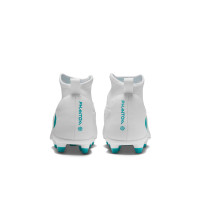 Nike Phantom 6 High Club Grass/Artificial Grass Football Boots (MG) Kids White Turquoise
