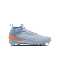 Nike Phantom 6 High Academy Gras / Kunstgras Voetbalschoenen (MG) Kids Lichtblauw Oranje Zilvergrijs