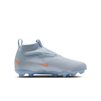 Nike Phantom 6 High Academy Gras / Kunstgras Voetbalschoenen (MG) Kids Lichtblauw Oranje Zilvergrijs