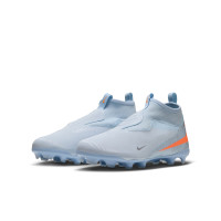 Nike Phantom 6 High Academy Gras / Kunstgras Voetbalschoenen (MG) Kids Lichtblauw Oranje Zilvergrijs