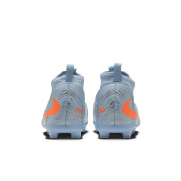 Nike Phantom 6 High Academy Gras / Kunstgras Voetbalschoenen (MG) Kids Lichtblauw Oranje Zilvergrijs