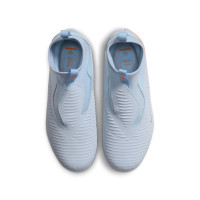 Nike Phantom 6 High Academy Gras / Kunstgras Voetbalschoenen (MG) Kids Lichtblauw Oranje Zilvergrijs
