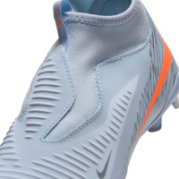 Nike Phantom 6 High Academy Gras / Kunstgras Voetbalschoenen (MG) Kids Lichtblauw Oranje Zilvergrijs