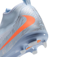 Nike Phantom 6 High Academy Gras / Kunstgras Voetbalschoenen (MG) Kids Lichtblauw Oranje Zilvergrijs