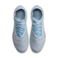Nike Phantom 6 Low Elite Gras Voetbalschoenen (FG) Lichtblauw Oranje Zilvergrijs