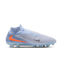 Nike Phantom 6 High Elite Gras Voetbalschoenen (FG) Lichtblauw Oranje Zilvergrijs