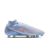 Nike Phantom 6 High Elite Gras Voetbalschoenen (FG) Lichtblauw Oranje Zilvergrijs