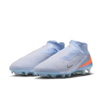 Nike Phantom 6 High Elite Gras Voetbalschoenen (FG) Lichtblauw Oranje Zilvergrijs