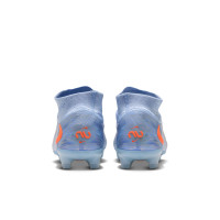 Nike Phantom 6 High Elite Gras Voetbalschoenen (FG) Lichtblauw Oranje Zilvergrijs