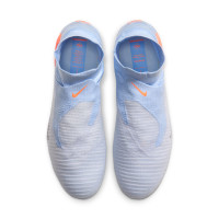 Nike Phantom 6 High Elite Gras Voetbalschoenen (FG) Lichtblauw Oranje Zilvergrijs