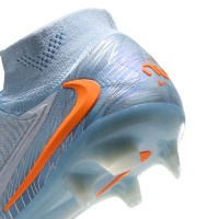 Nike Phantom 6 High Elite Gras Voetbalschoenen (FG) Lichtblauw Oranje Zilvergrijs