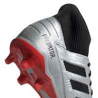 adidas PREDATOR 19.3 Gras Voetbalschoenen (FG) Zilver Zwart Rood