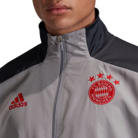 adidas Bayern Munchen CL Full-Zip Trainingspak 2020-2021 Lichtgrijs Donkergrijs Rood