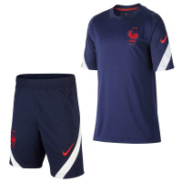 Nike Frankrijk Dry Strike Trainingsset 2020-2022 Kids Donkerblauw