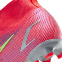 Nike Mercurial Superfly 8 Pro Gras Voetbalschoenen (FG) Kids Rood Zilver