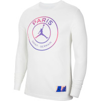 Nike Paris Saint Germain X Jordan T-Shirt Lange Mouwen Logo 2021 Wit