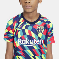Nike FC Barcelona Strike Pre-Match Trainingsshirt 2021 Kids Blauw Lime