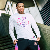 Nike Paris Saint Germain X Jordan T-Shirt Lange Mouwen Logo 2021 Wit