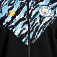 PUMA Manchester City Iconic MCS Graphic Trainingsjack 2021 Zwart Lichtblauw