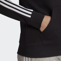 adidas Essentials French Terry 3-Stripes Full-Zip Hoodie Dames Zwart Wit