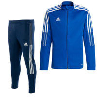 adidas Tiro 21 Full-Zip Trainingspak Kids Blauw Donkerblauw Wit