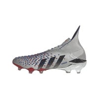 adidas Predator Freak+ Gras Voetbalschoenen (FG) Zilver Zwart Rood
