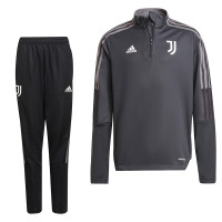 adidas Juventus 1/4 Trainingspak 2021-2022 Kids Grijs Zwart